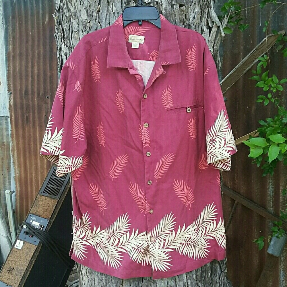 Island Paradise Men's Shirt Sz Large Brown Hawaiian